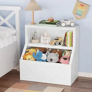 Bookshelf and Toy Storage, Wooden Toddler Bookcase Cabinet With Storage Organizer, Children's Large Cubbies for Playroom Bedroom Nursery Classroom School Kindergarten Daycare