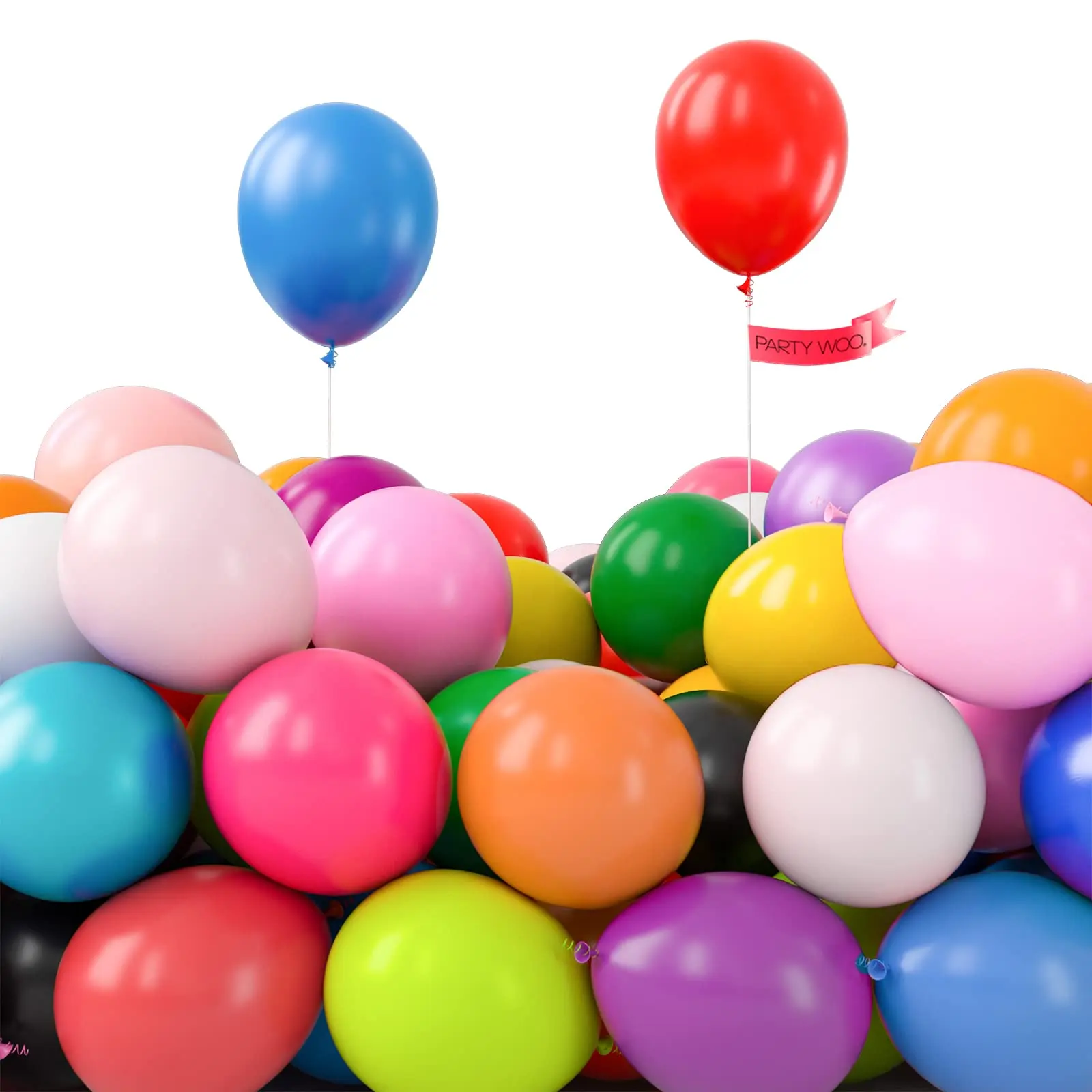PartyWoo 5in Thick Round Rubber Decorative Balloons (100pcs Assorted Primary Colored) - Ideal for Balloon Arch, Birthday Theme, Wedding & Unicorn Birthday Party Decor, Decorative Balloons Balloons