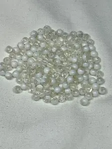 300 Two-Tone Crackle Glass Beads Clear & White