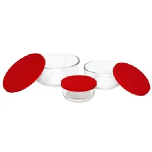 Pyrex  6pc Storage Set with Red Covers pack of 2