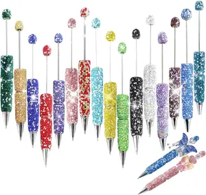 16 count Glitter Beadable Pen Full Rhinestone Fancy Pens for Beads Cute Journalling Pens for Women Fun Bling Ballpoint Pens Tween girls Gifts Trendy Stuff