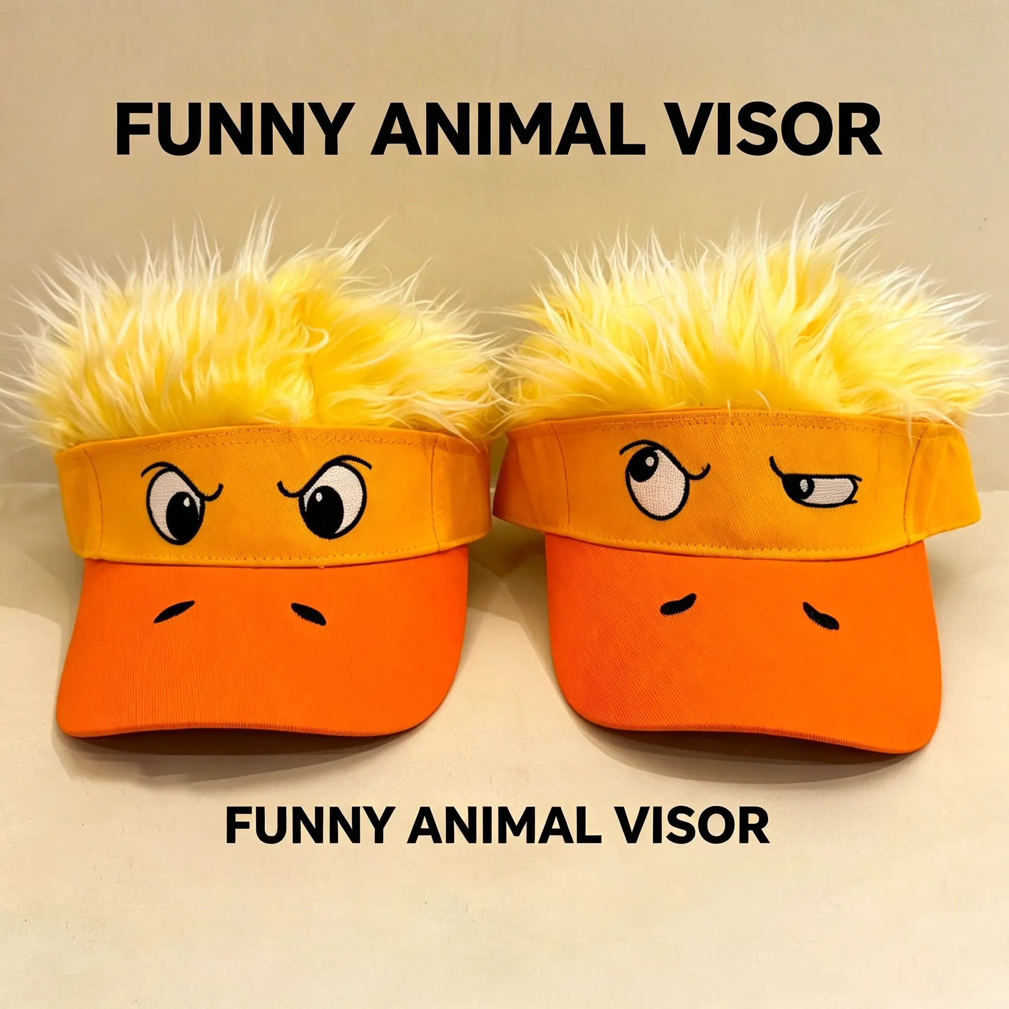 Unisex Funky Duck Baseball Cap with Wacky Yellow Wig - Novelty Animal Duckbill Hat for Party, Carnival Streetwear, Anyone Who Loves Unique And Fun Accessories, Funny Animal Visor, Animals
