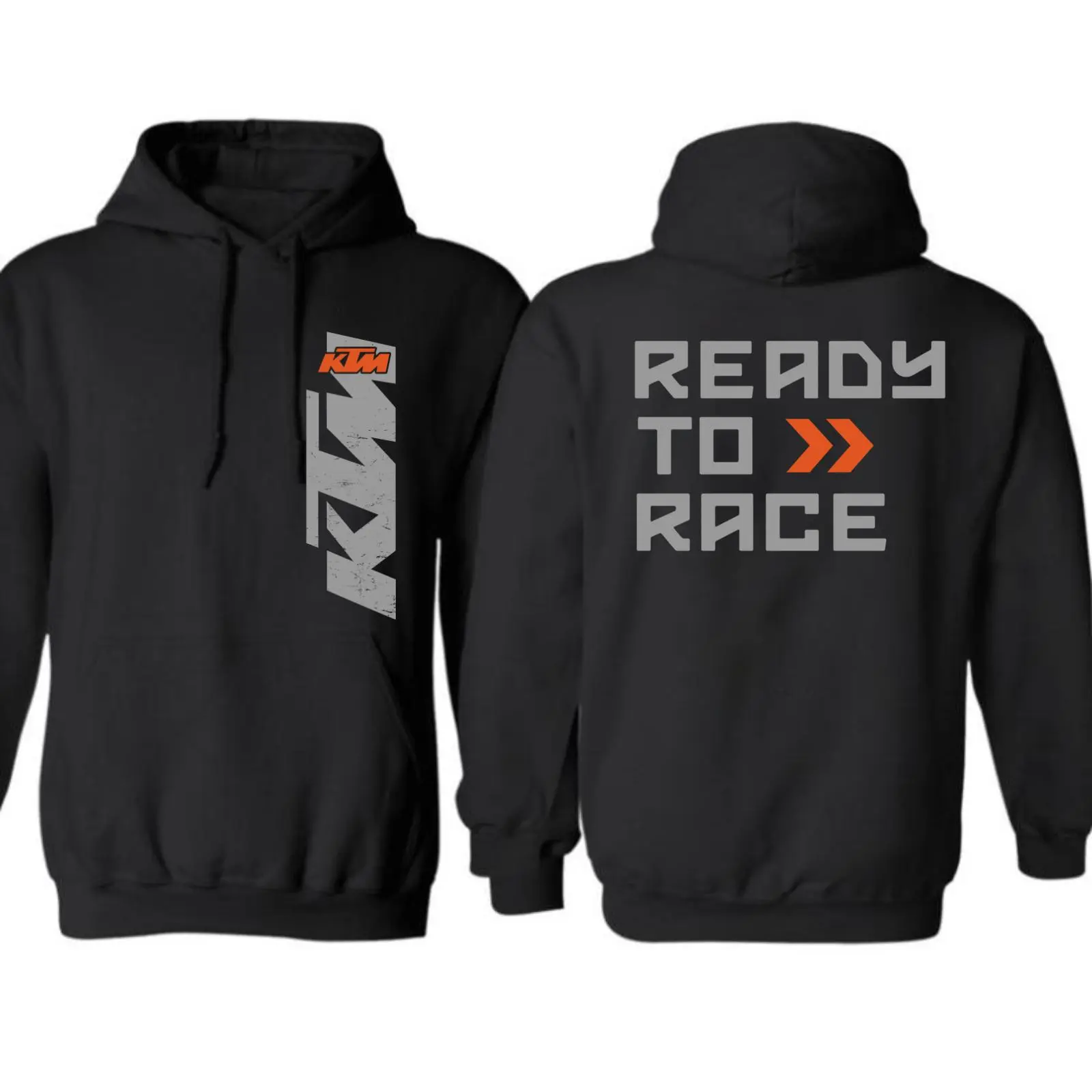 💨[Graphic Hoodie]️KTM Ready to Race Hoodie & T-Shirt – Vintage 2-Sided Motocross Graphic Pullover for Men & Women, TikTok Trending Racing Streetwear, 90s Retro Fall Outfit, Casual Unisex Crewneck, Plus Size Biker Apparel, Dirt Bike Moto Menswear