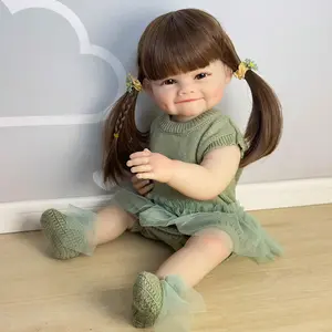 GUESSBELLY Full Soft Vinyl Lifelike 55 CM Body Reborn Doll 22 Inch Alive Newborn Baby Lovely Dress Up Toy Birthday Gift (Some Parts Random, including pacifier, bottle, hair accessories and clothes set)