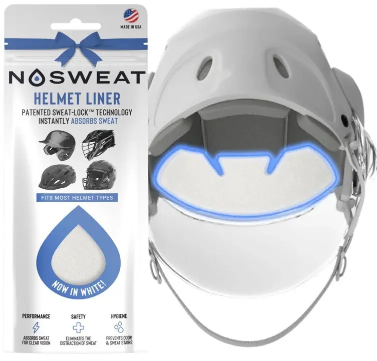 Nosweat Liners for Helmets: 3-Pack White Hypoallergenic Instantly Absorbs Sweat Lightweight Comfortable Fits Most Helmets Made in USA