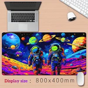 1pc Vibrant Space-Themed Astronaut Mouse Pad - 31.5" x 16" Rubber Anti-Slip Desk Mat, Colorful Planets & Cosmic Design, Ideal for Gaming & Office Use, Perfect Gift for Adults, Mouse Pads for Desk