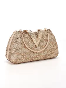 Rhinestone Women's Evening Clutch, Embellished Clutch, V-Shaped Lock Clutch, Metal Handle Tote Bag, Rhinestone Wedding Party Bag, Includes Shoulder Chain for Crossbody Wear, Suitable for Banquets and Holiday Gifts