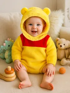 Cute Cartoon Bear Onesie for Babies, Hooded Design, Warm and Cozy Fall Winter Baby Clothes, Adorable Infant