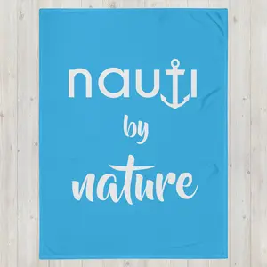"NAUTI BY NATURE" Blanket in deep sky blue with white logo