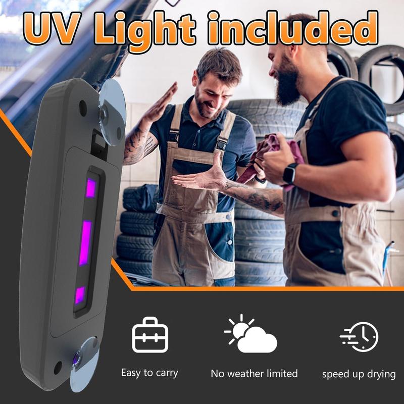 Windshield Repair Kit for Chips and Cracks, Rock Chip Repair Kit Windshield, for All Car Windshield Crack Repair Kit to Repair Scratches, with Curing and Pressurizing Device (Orange)