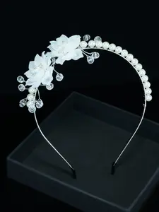 Bride Hair Accessory, Bridal Elegant Light Blue Floral Comb, Versatile Wedding Hairstyle Decor, Pearl Headband, Gift for Her, Mother's Day