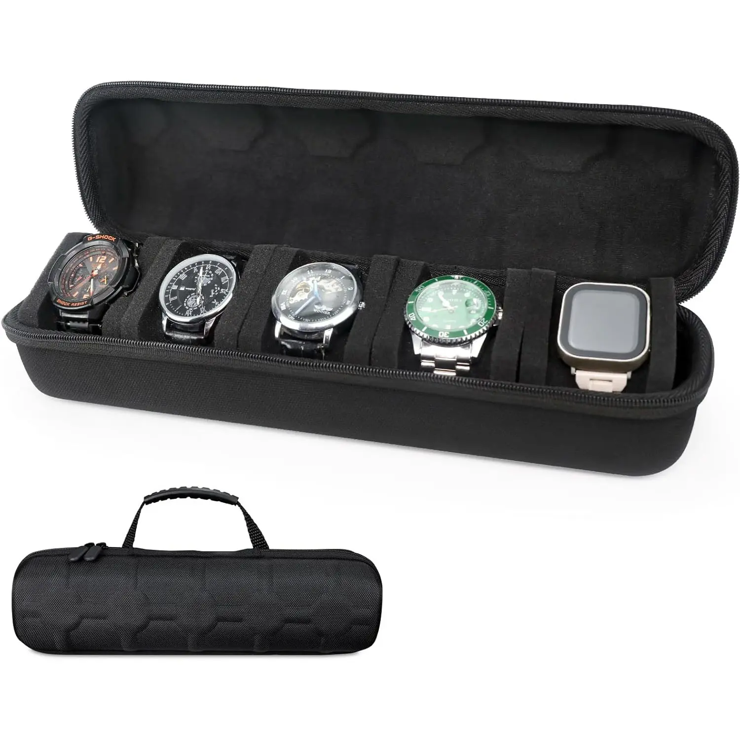 Portable Travel Watch Case, Hard Shell Protection, Rugged, Shockproof Watch Pillow, Fashionable and Protective, Watch Protector, Men Women Watch Storage Box, Watch Accessories (1/3/5 Slots)