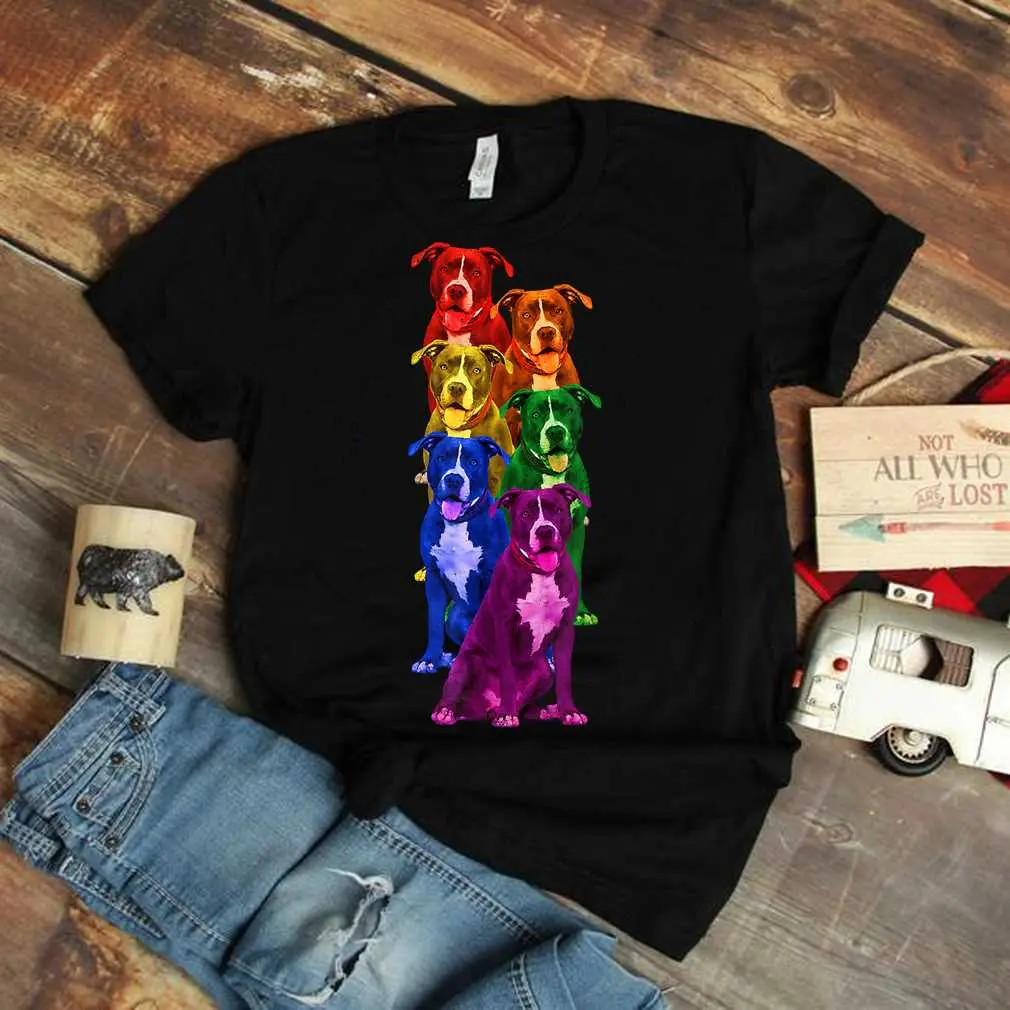 Pitbull Rainbow Flag T SHIRT