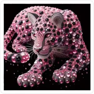 1 set of DIY diamond painting kit, 5D diamond art set, DIY decor pink leopard, crystal, luxurious. Mosaic, diamond art, DIY art home decoration, Handicraft.