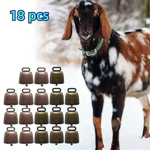 18Pcs Cow Horse Sheep Grazing Copper Bells Small Brass Bells Cattle Goat Farm Loud Bronze Bell Long Distance Horse Sheep Iron Bells for Christmas Decoration (Green Bronze and Red Bronze)