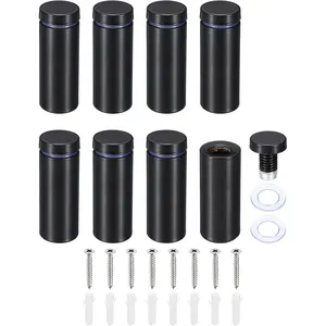 3/4 x 2 Inch Sign Standoff Screws, 8 Set Stainless Steel Wall Standoff Mounting Hardware for Hanging Acrylic Picture Frame Acrylic Panel Advertising Glass, Black