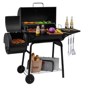 Royal Gourmet Charcoal Grill with Offset Smoker, 811 Square Inches, BBQ Grill Charcoal, Outdoor for Camping, Barbecue Double Split Cooking Grates Bbq Burner