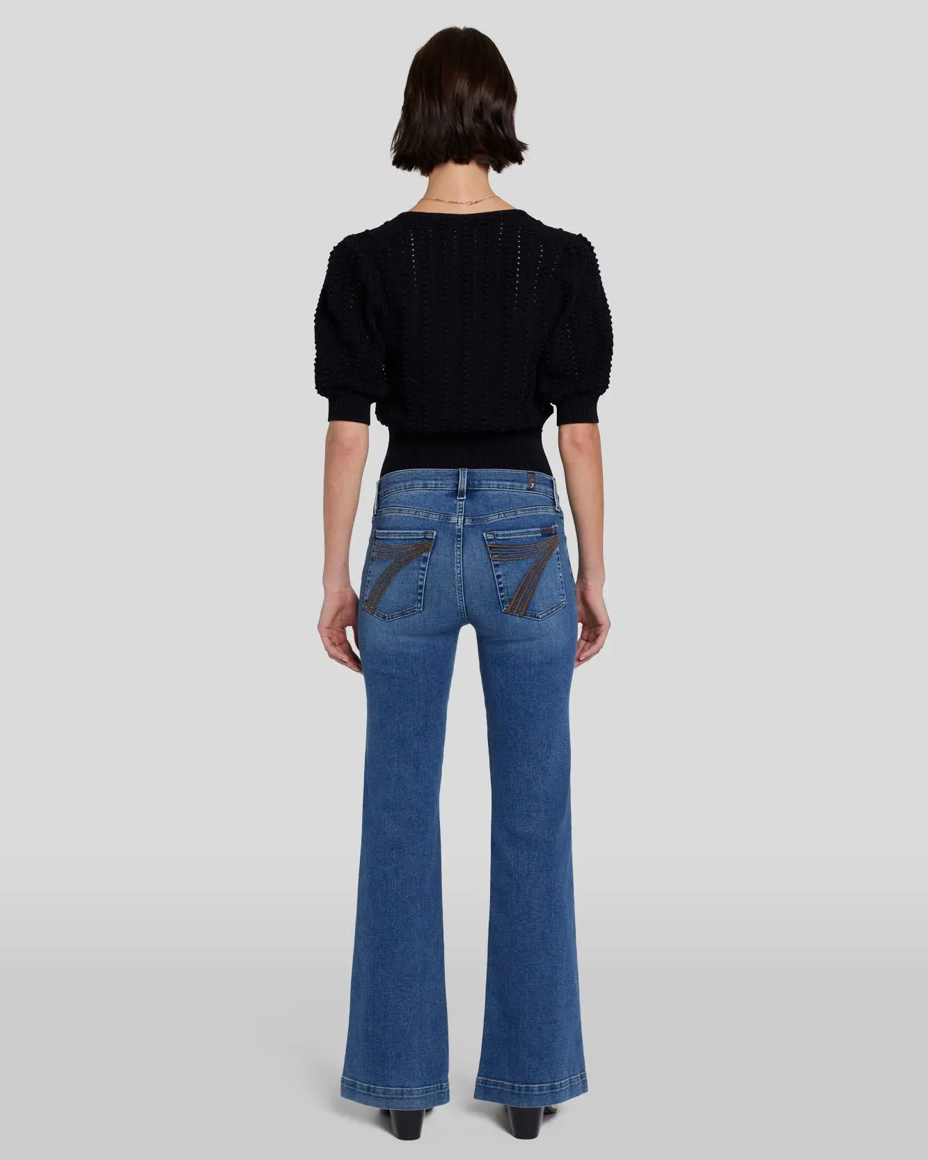 7 For All Mankind Clara Charred Dojo, Bottom, Denim, Women, Jeans, Charred Wash, Casual, High Waist, Button