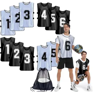 Sports Pinnies Numbered Practice Vest Pennies for Soccer Basketball Jersey Bibs Set of 12 for Youth and Adults Team