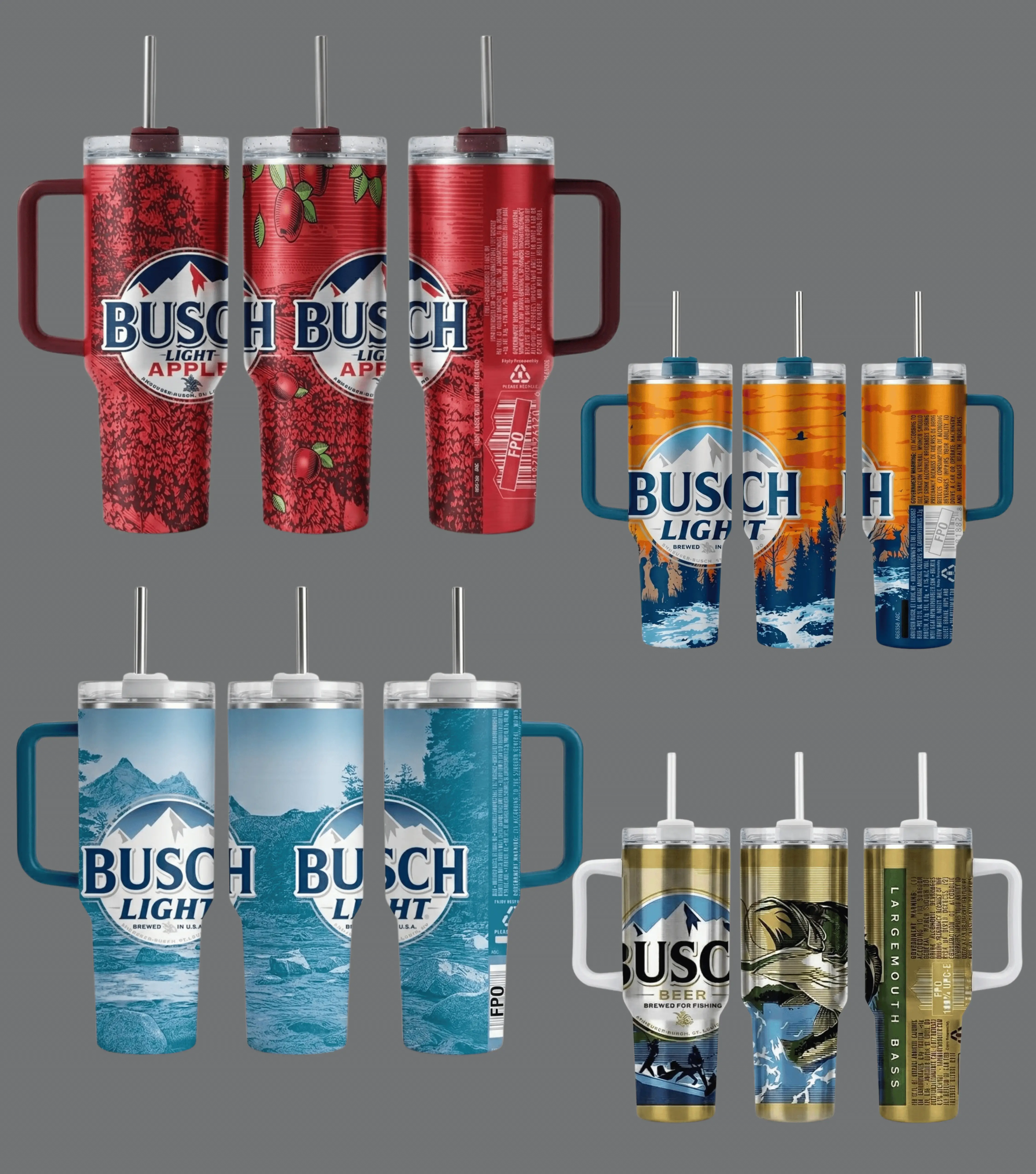 B.Light Mountain Lake Tumbler 40oz With Handle & Straw | Outdoor Beer Style Travel Mug