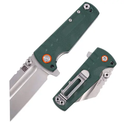 Artisan Cutlery Proponent Folding Pocket Knife - D2 Steel Angled Wharncliffe Blade, Green G10 Handle, Ceramic Ball-Bearing Pivot, Durable Outdoor Tool, Survival Equipment for Bushcrafting, Adult Camping & Christmas Gift