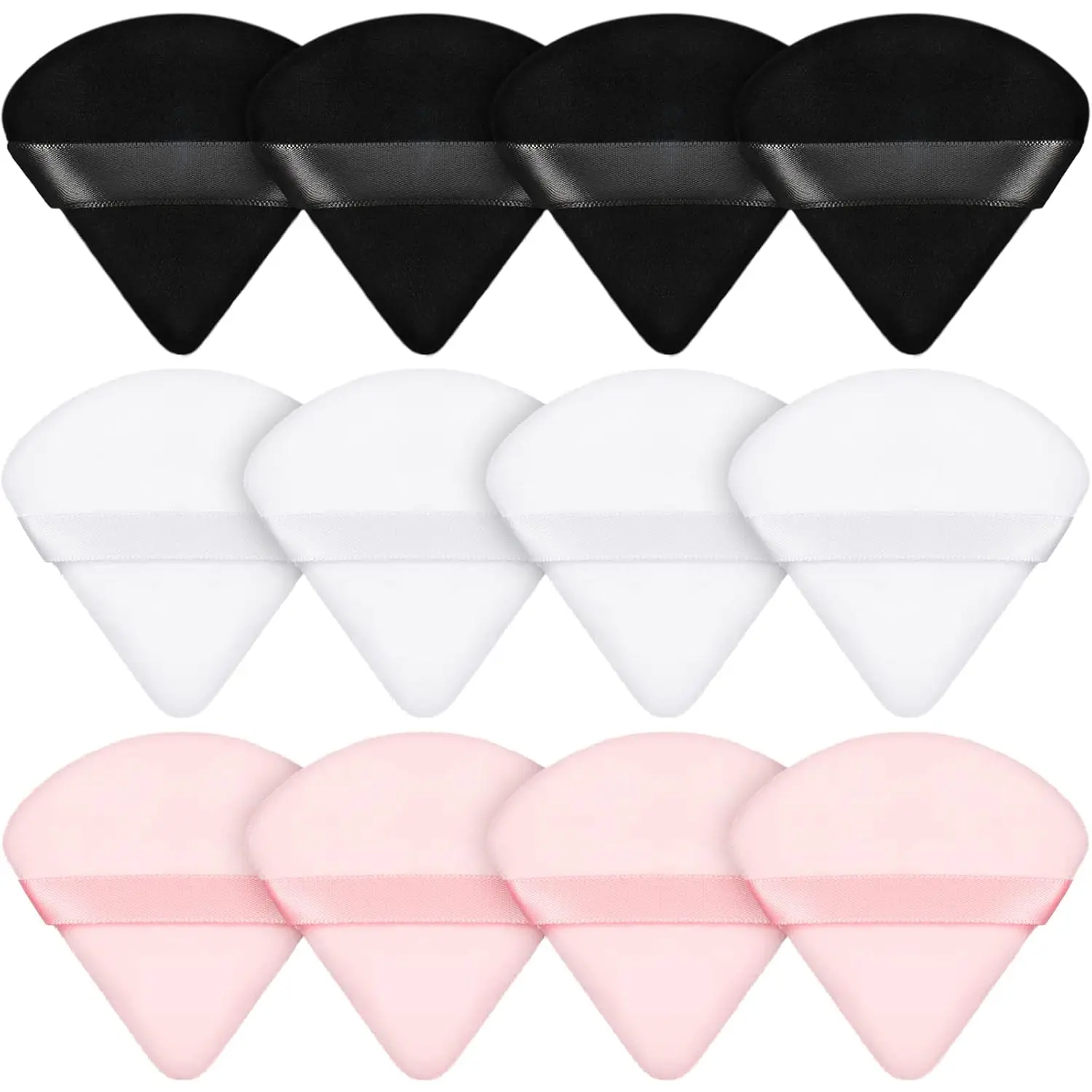 Deristic Premium 12PCS Powder Puff Set Triangle Cotton Makeup Puffs for Flawless Foundation Blending Soft Cotton Sponges Ideal for Foundation Concealer  Blush.