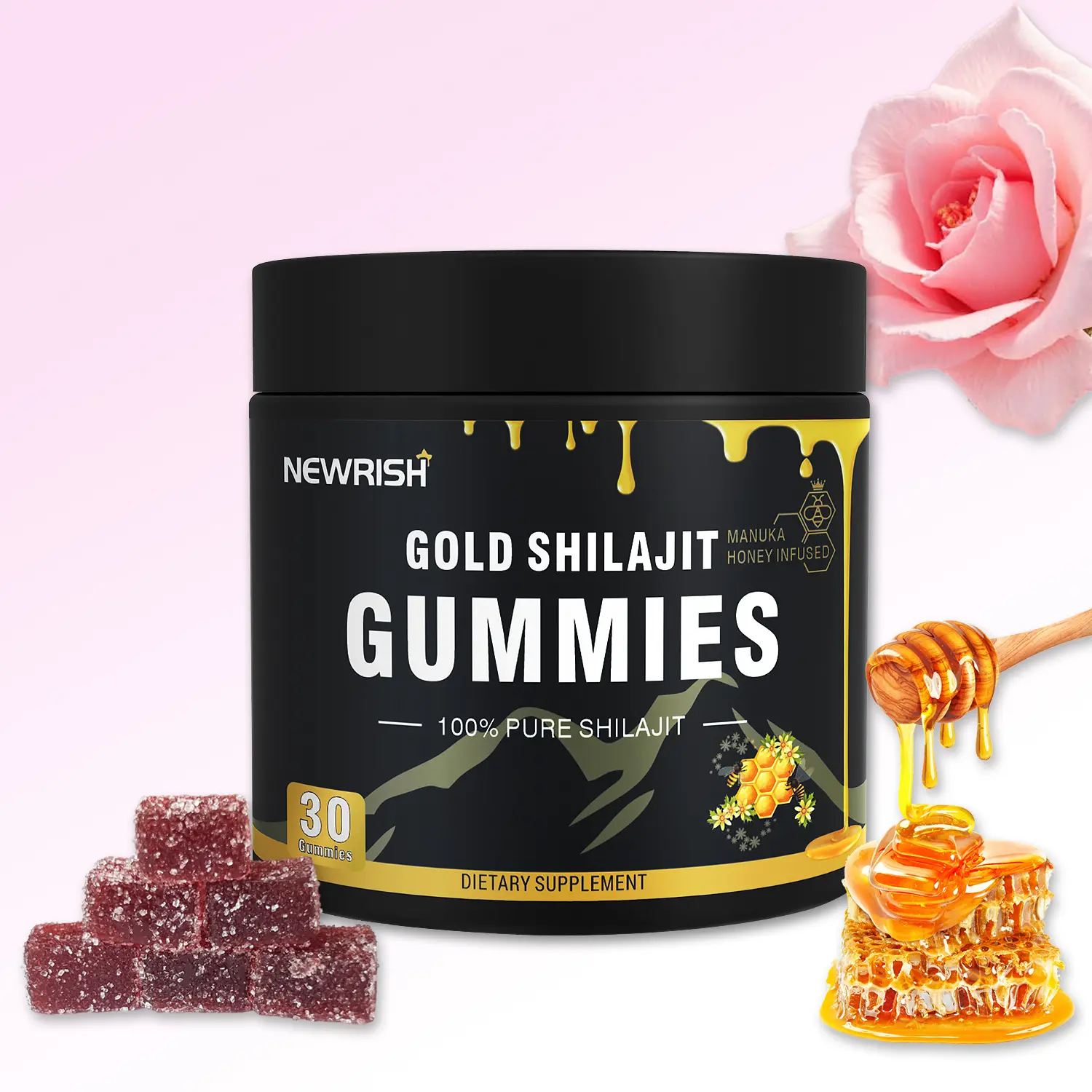 Women's Multi-Mineral Honey Stick Alternative |Newrish SHE-Lajit Blueberry Flavor | Shilajit and Manuka Honey | Natural and Organic | Hormone Balance and Energy - 30 Tablets