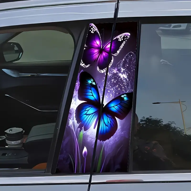 Suitable for cars, easy to stick 2pcs creative butterfly flower car stickers, motorcycle vinyl, suitable for car walls and windows multi-scene, durable and easy to stick decorative decals, daily decoration holiday gifts are preferred