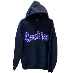 420 Cookies Black Hoodie with Purple Text Graphic Pullover Sweatshirt