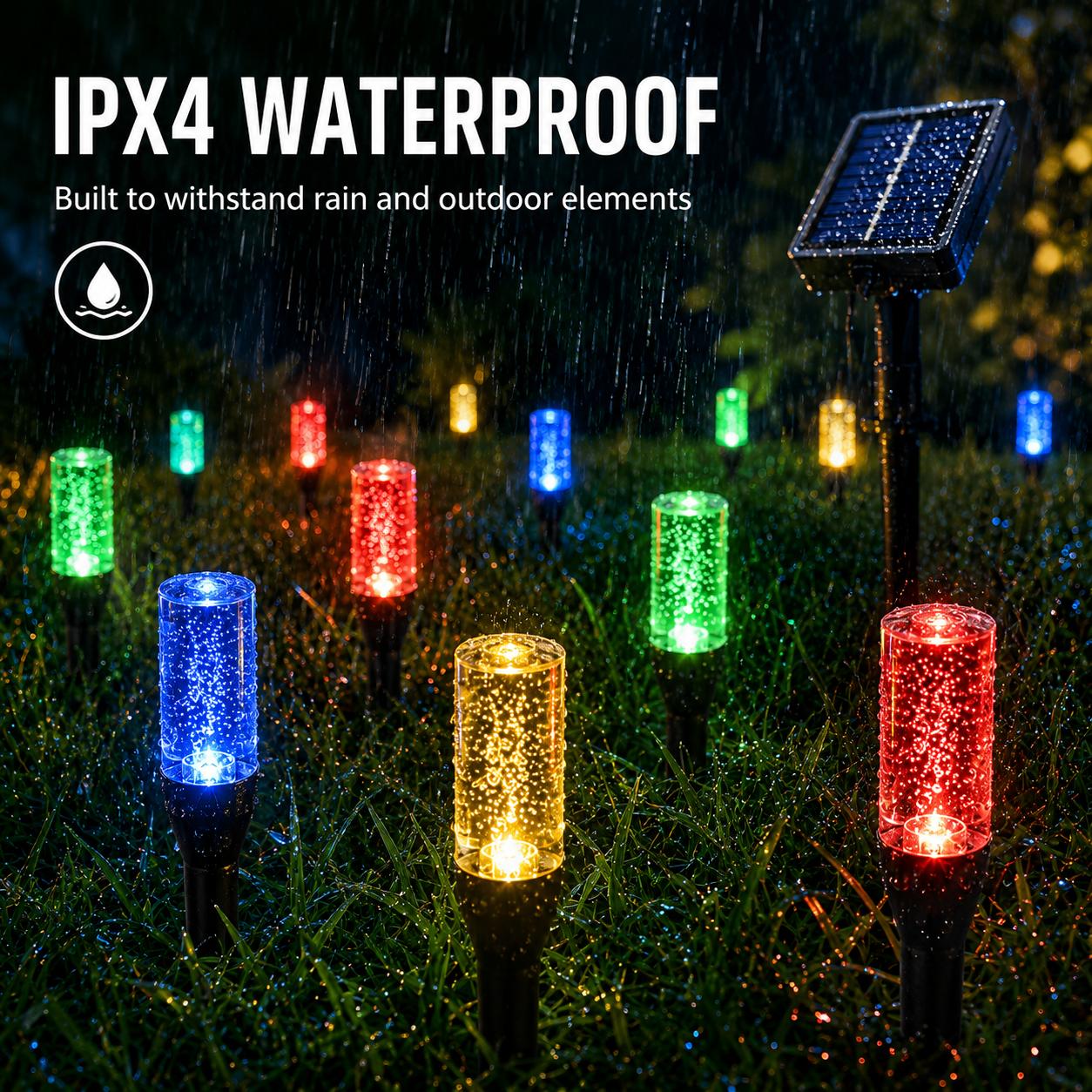 20-Pack LED Solar Pathway Lights, Crystal Ice Pillar Outdoor Garden Accessories with IP54 Waterproof Plastic Body, In-Ground Installation for Small Gardens, Paths