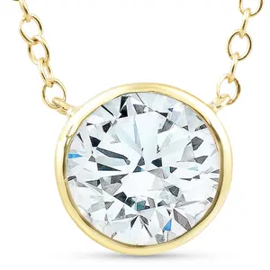1.88Ct Round Solitaire Diamond Bezel Pendant 14k Yellow Gold Lab Grown