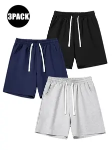 Unisex Casual Drawstring Waist Shorts, Soft Warm Fabric for All Seasons, Simple Design Suitable for Any Occasion, Gym Shorts, Plain Drawstring Shorts, Soft Stretch Shorts