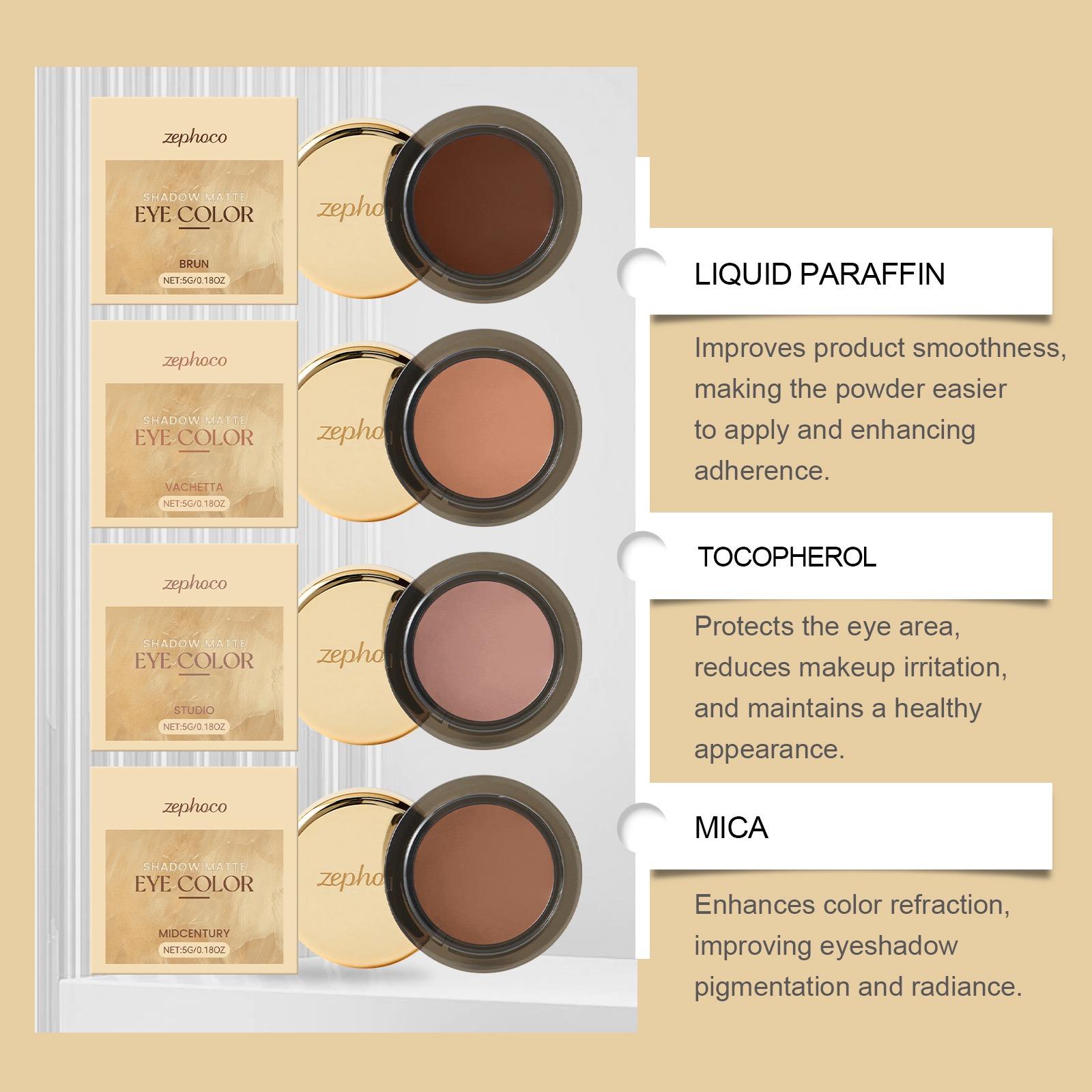 Zephoco matte single eyeshadow — natural color payoff, long-lasting wear, portable for touch-ups