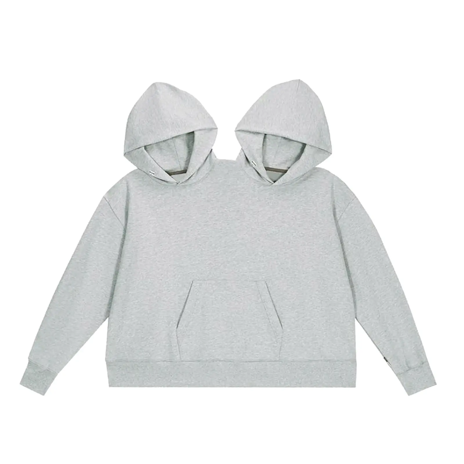 Arssm Weird Cool Double Hood Design Hoodie Gray Oversized Loose Long Sleeve Sweatshirt For Men Women Trend Street Fashion Pullover