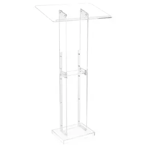 VEVOR Podium Stand, 50-Inch Acrylic Lectern, Portable Laptop Desk with Wide Reading Surface and Storage Shelf, Book Stopper, Floor-Standing, for Classroom, Wedding, Conference, Lecture and ConcertSummervibes