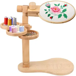 Adjustable Rotatable Wooden Embroidery Cross Stitch Stand Holder for Sewing Needlework Projects (Embroidery Hoop Not Included)