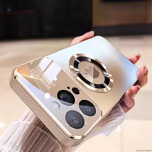 Luxury Titanium Metallic Color Matte Magnetic Case for iPhone 17 16 Pro Max 15 14 Plus 13 12 For Magsafe Wireless Charge Cover