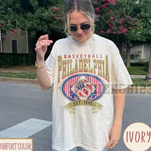 Comfort Colors Philadelphia Basketball Shirt, Vintage Philly Hoops Tee, Retro Liberty City Fan Shirt, Classic Philly Hoops Gift 8CSC0