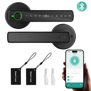 Smart Fingerprint Door Lock Keyless Entry Handle Biometric Tech App Control Knob for Room Garage Office Apartment Local Data Storage Keyless Door Lock