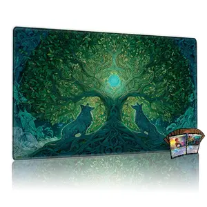 Fantasy Magical Tree Wolf Creatures TCG MTG Playmat 12x24inch Non-Slip, Perfect for Card Game Enthusiasts, Party Family Use & Gift
