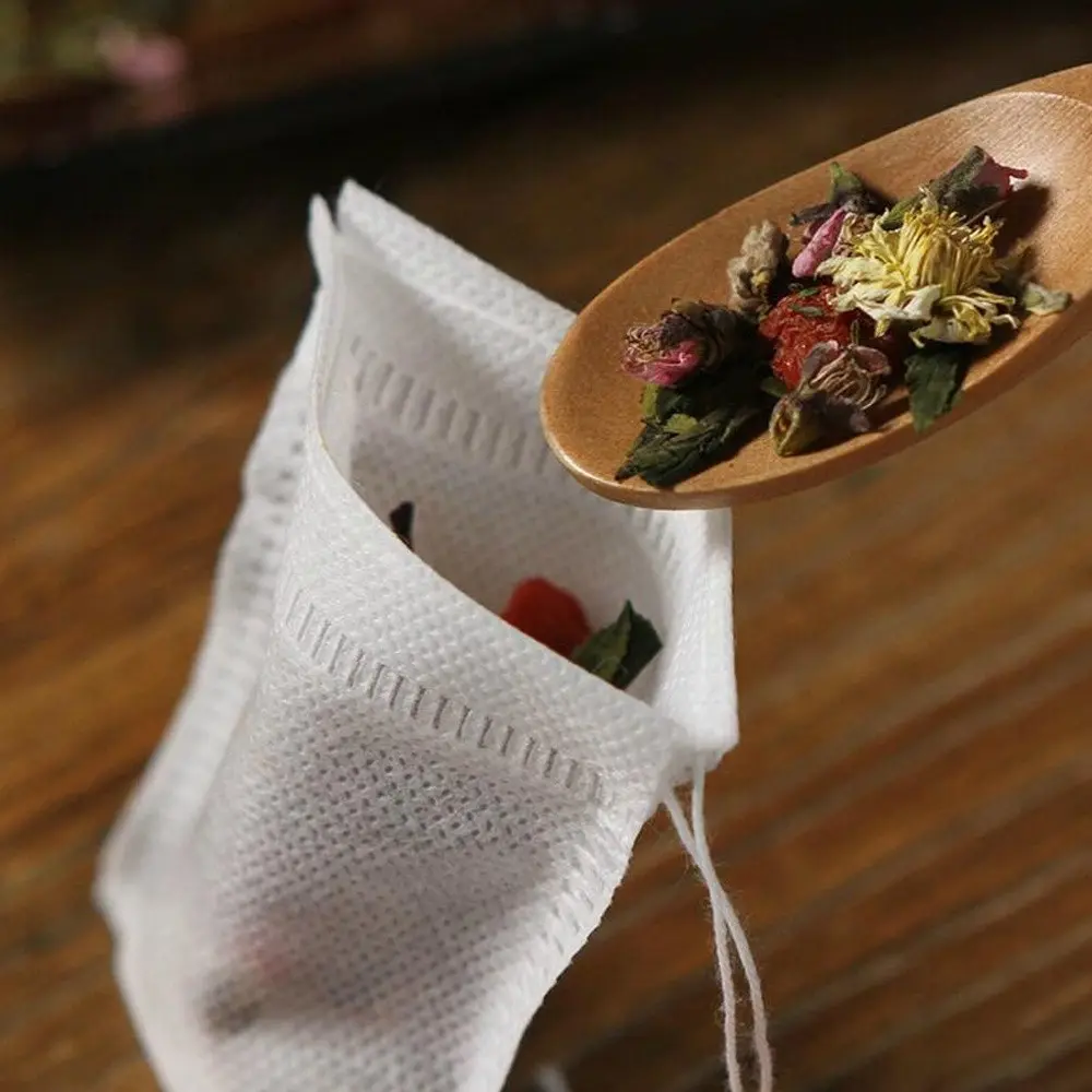 100 Disposable Tea Infuser Bags with String & Seal, Perfect for Spices & Tea Leaves, Ideal for Restaurants, Parties and Kitchen