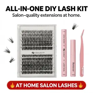 【240Pcs】Lash Extension Kit 30D+40D Lash Clusters Kit Lash Bond and Seal Waterproof Individual Lashes Kit DIY Lash Extension Kit Lash Tweezers Eyelash Extension Kit