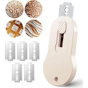 Bread Lame Dough Scoring Tool with Extractable &  - Sourdough Scoring Tool - Sourdough Bread Baking - Bread Scoring Tool - Scoring Patterns Booklet Includes 5 Bread  (Cream)