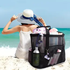 1. Mesh beach bag, single-shoulder hand-held mesh shower, gym, and swimming bag
