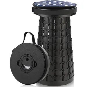 Upgraded Collapsible Stool with Cushion, 800LBS Heavy Duty Portable Folding Seat, 18-Inch Lightweight Retractable Stool for Adults Camping Fishing Hiking Travel