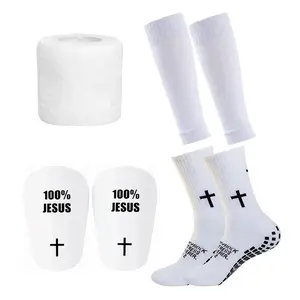 Anti-slip Football Men's Socks and Guard Set, Non-slip Soccer Socks with Shin Guards, Football Protective Set for Men & Women, Soccer Accessories White compression socks football, grip socks , grip socks for soccer, grip sock,Gift Menswear