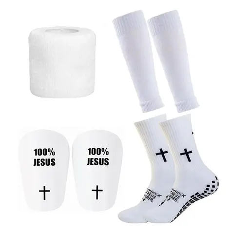 Football Grip Socks Shin Guards Men Women Anti-Slip for Soccer Athletic Play, Durable Wear-Resistant Fabric with Silicone Traction, Integrated Shin Sleeves, Compression Snug Fit.