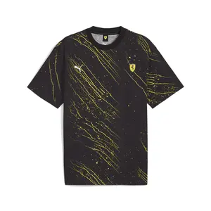 PUMA Mens Scuderia Ferrari Race Color Graphic Crew Neck Short Sleeve Casual Tops Casual - Black
