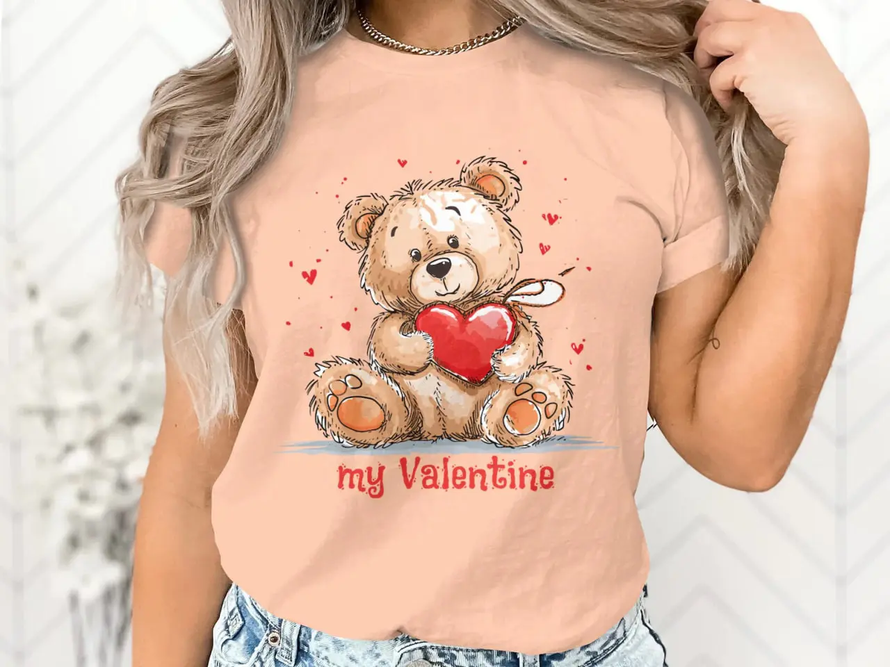 Bear Valentine T-Shirt, Love Heart Graphic Tee