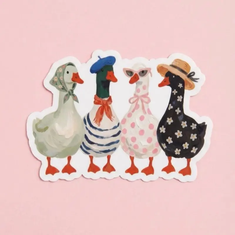 Porch Goose Sticker, Cottagecore Summer Goose Sticker, Whimsical Goose Art,  Floral Goose Decal, Laptop Funny Sticker